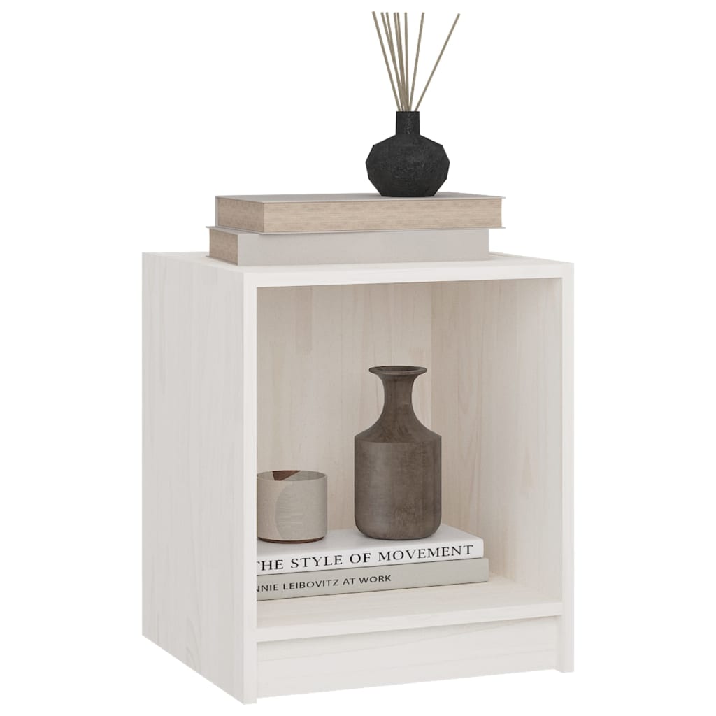 Nachtkastjes 2 st 35,5x33,5x41,5 cm massief grenenhout wit – afbeelding 4
