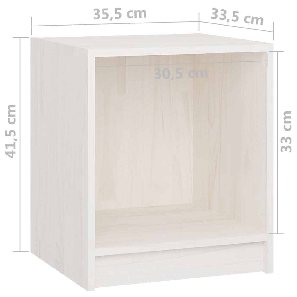 Nachtkastjes 2 st 35,5x33,5x41,5 cm massief grenenhout wit – afbeelding 9