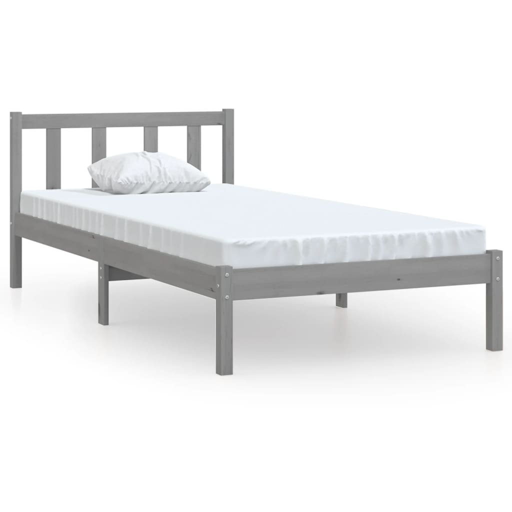 Bedframe massief grenenhout grijs 90x200 cm – afbeelding 2