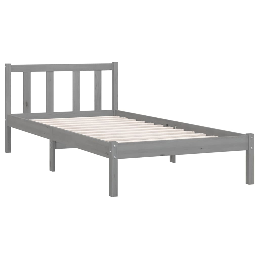 Bedframe massief grenenhout grijs 90x200 cm – afbeelding 3
