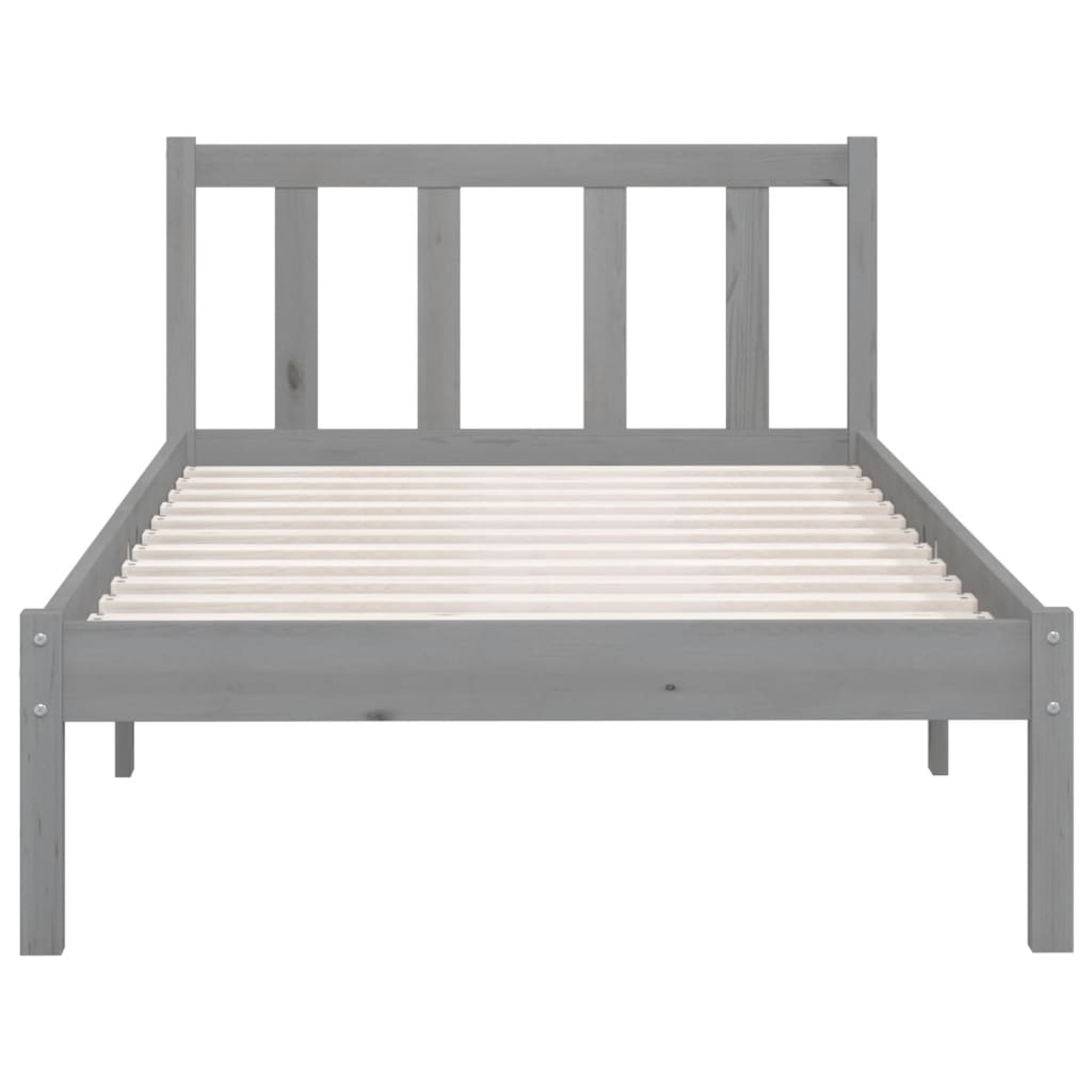 Bedframe massief grenenhout grijs 90x200 cm – afbeelding 4
