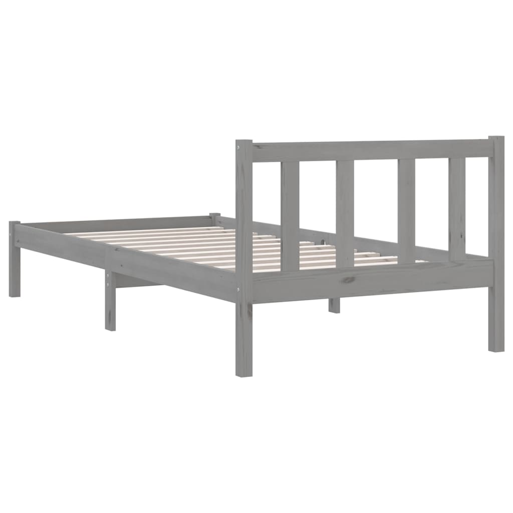 Bedframe massief grenenhout grijs 90x200 cm – afbeelding 5