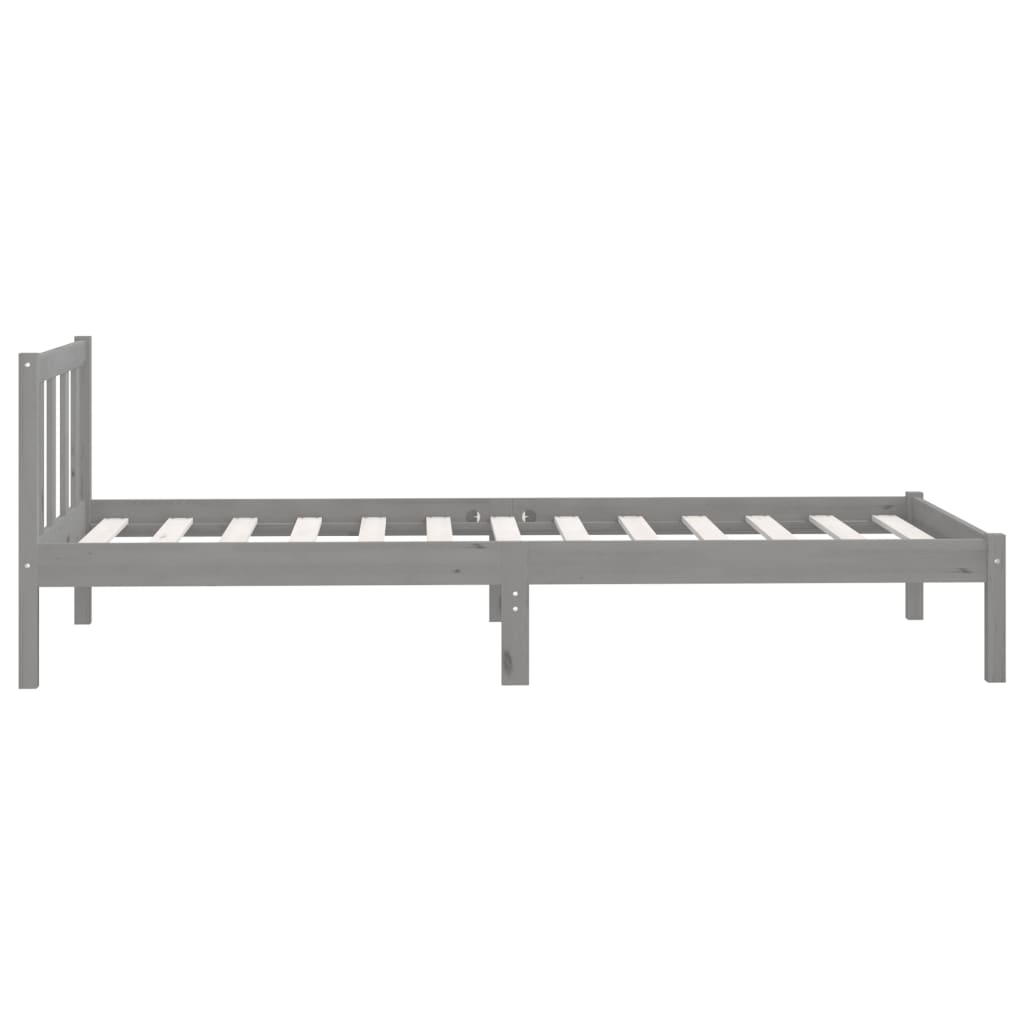 Bedframe massief grenenhout grijs 90x200 cm – afbeelding 6