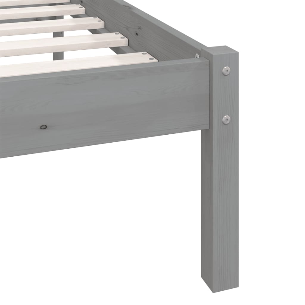 Bedframe massief grenenhout grijs 90x200 cm – afbeelding 8