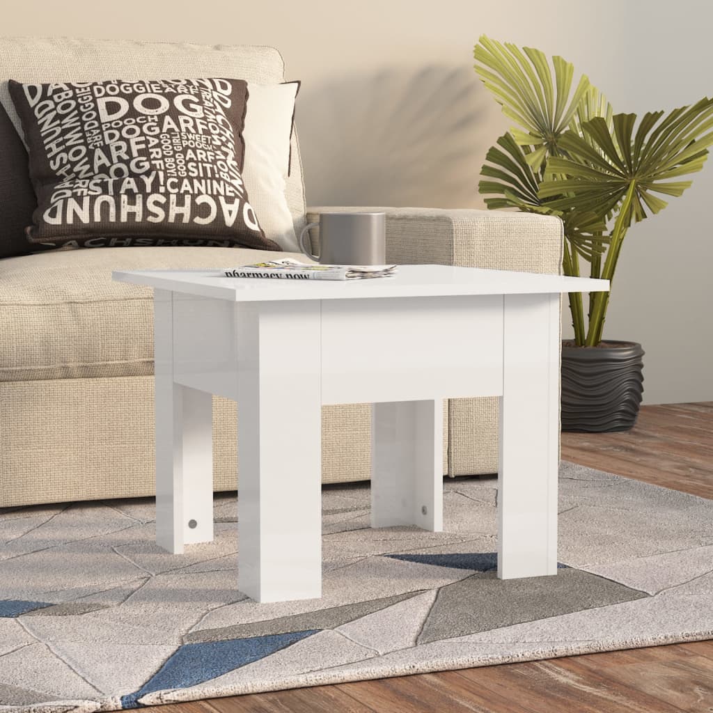 Salontafel 55x55x42 cm bewerkt hout hoogglans wit