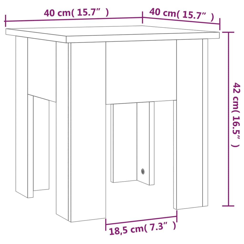 Salontafel 40x40x42 cm bewerkt hout zwart – afbeelding 7