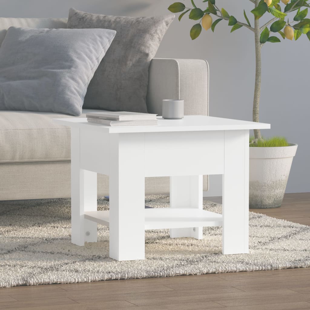 Salontafel 55x55x42 cm bewerkt hout wit