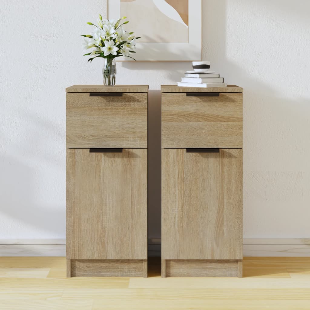 Dressoirs 2 st 30x30x70 cm bewerkt hout sonoma eikenkleurig