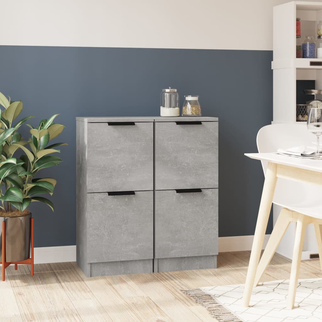 Dressoirs 2 st 30x30x70 cm bewerkt hout betongrijs – afbeelding 1