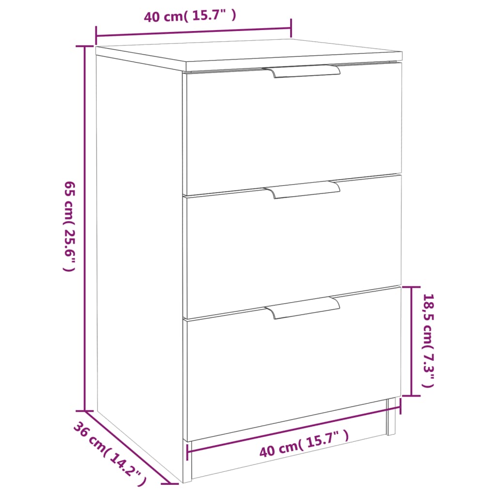 Nachtkastjes 2 st 40x36x65 cm betongrijs – afbeelding 11