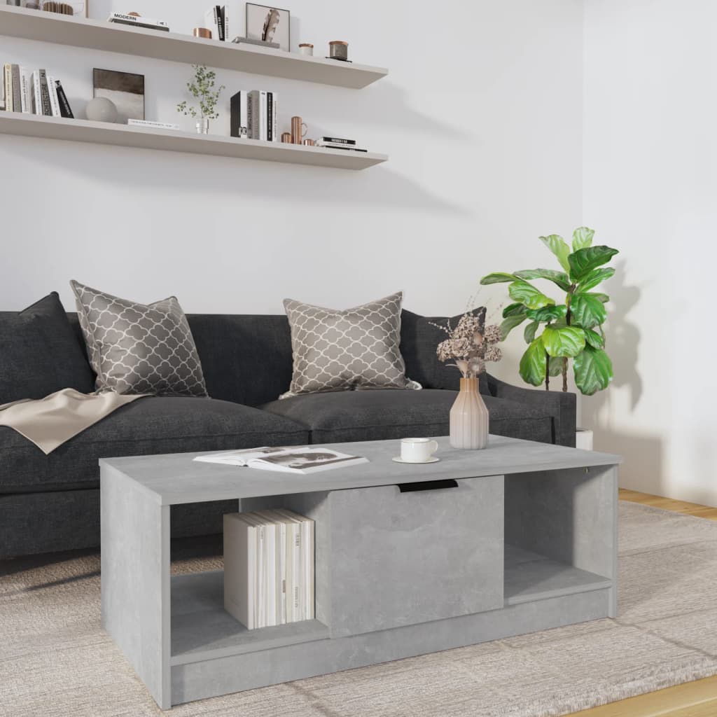 Salontafel 102x50x36 cm bewerkt hout betongrijs – afbeelding 1