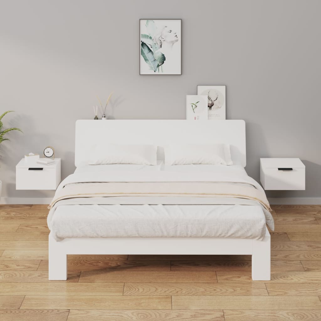 Nachtkastjes wandgemonteerd 2 st 34x30x20 cm wit