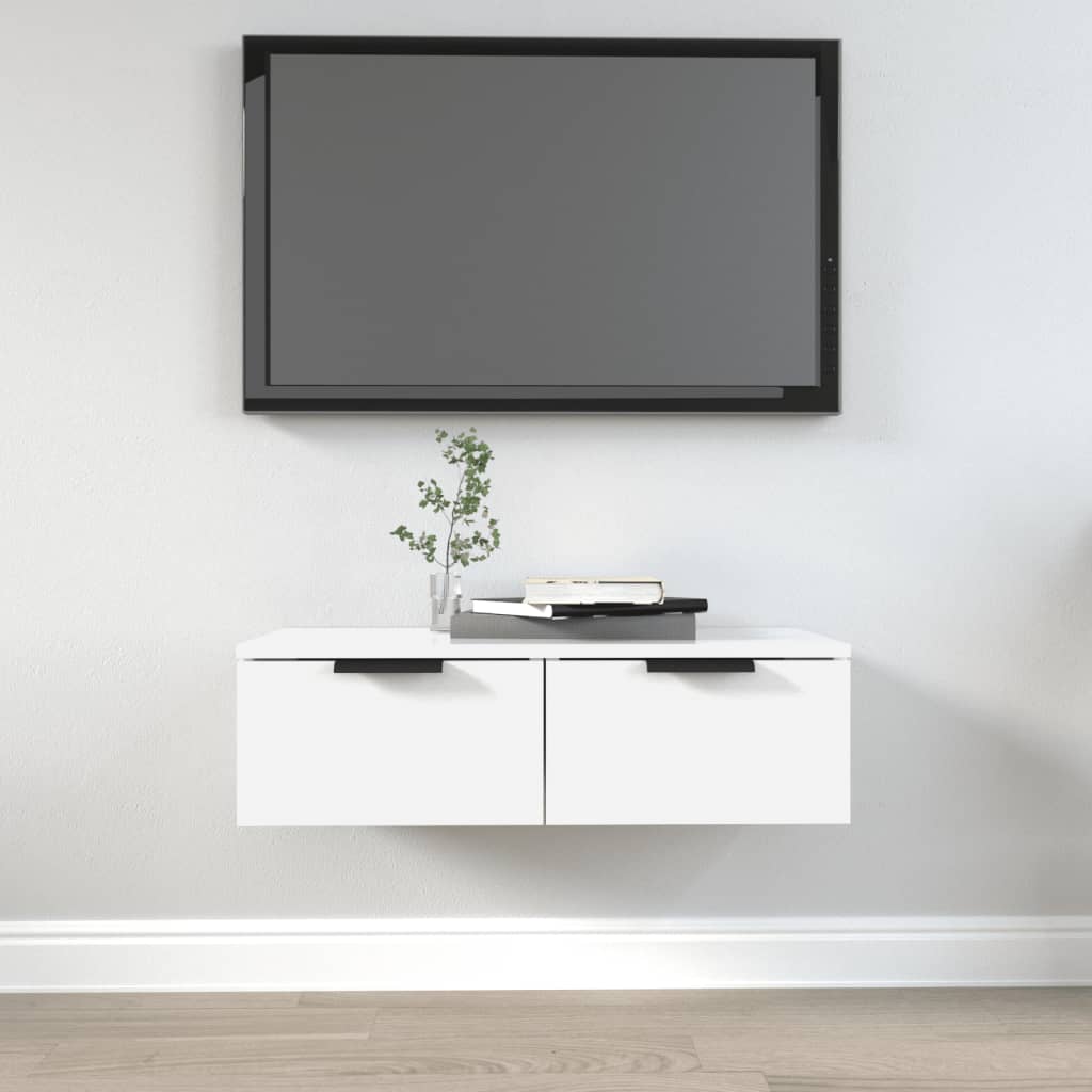 Wandkast 68x30x20 cm bewerkt hout wit – afbeelding 1