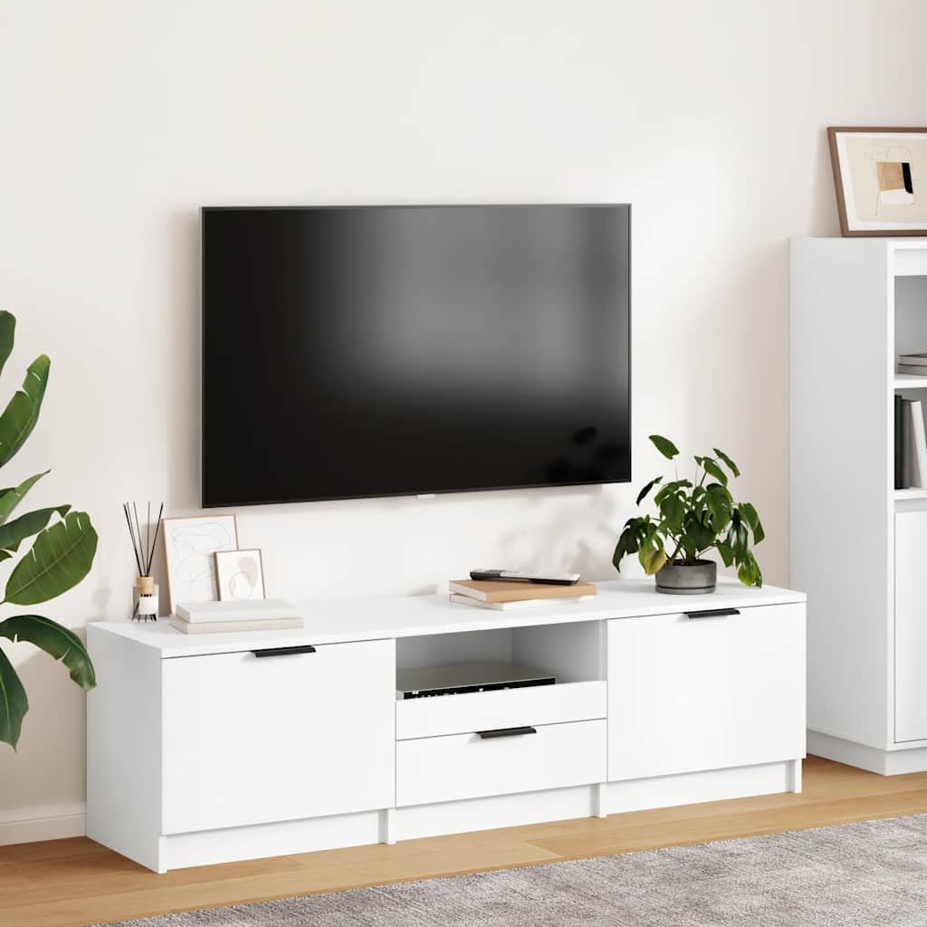 Tv-meubel wit 140x35x40 cm bewerkt hout