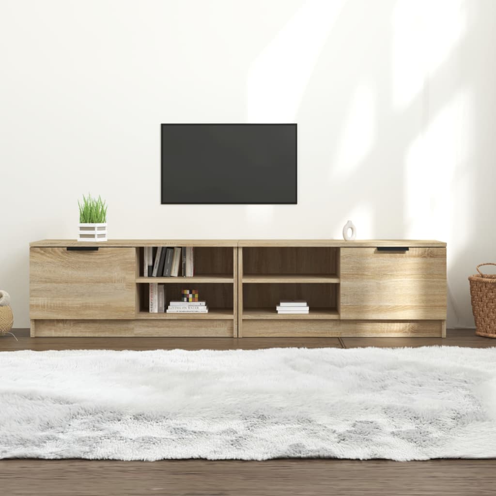 Tv-meubels 2 st 80x35x36,5 cm bewerkt hout sonoma eikenkleurig – afbeelding 1