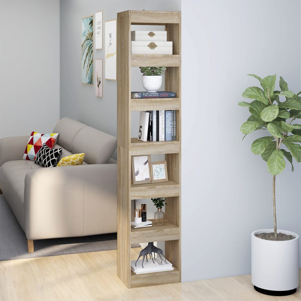 Boekenkast/kamerscherm 40x30x198 cm sonoma eikenkleurig – afbeelding 1