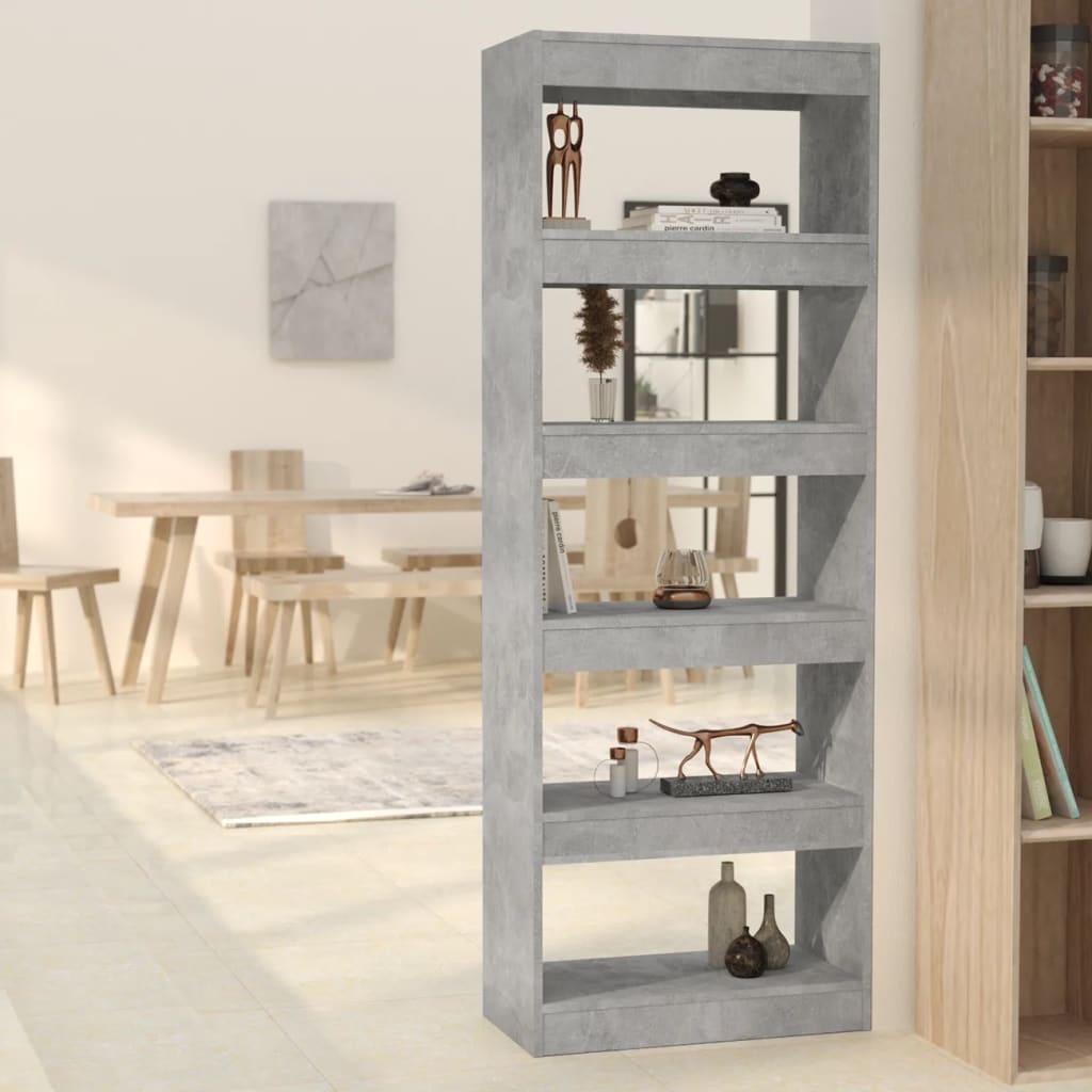 Boekenkast/kamerscherm 60x30x166 cm bewerkt hout betongrijs