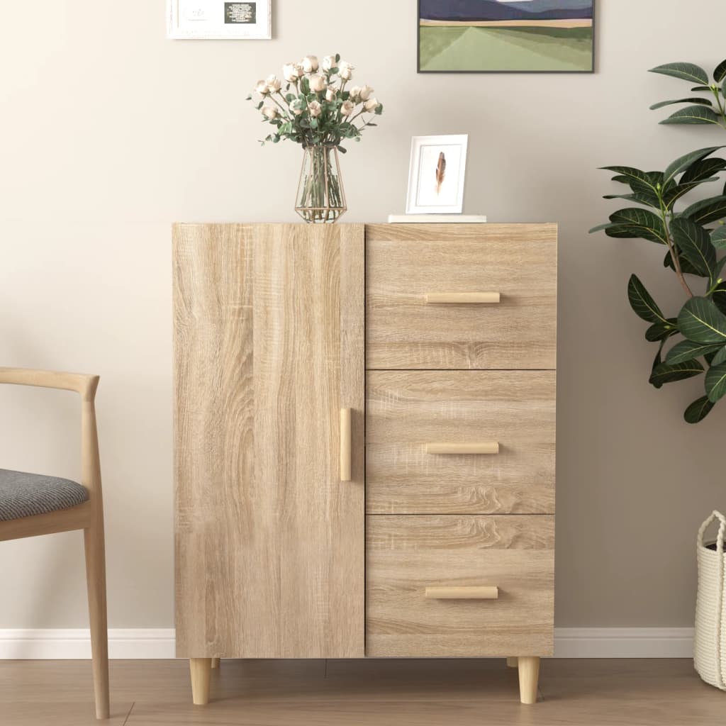 Dressoir 69,5x34x90 cm bewerkt hout sonoma eikenkleurig – afbeelding 1
