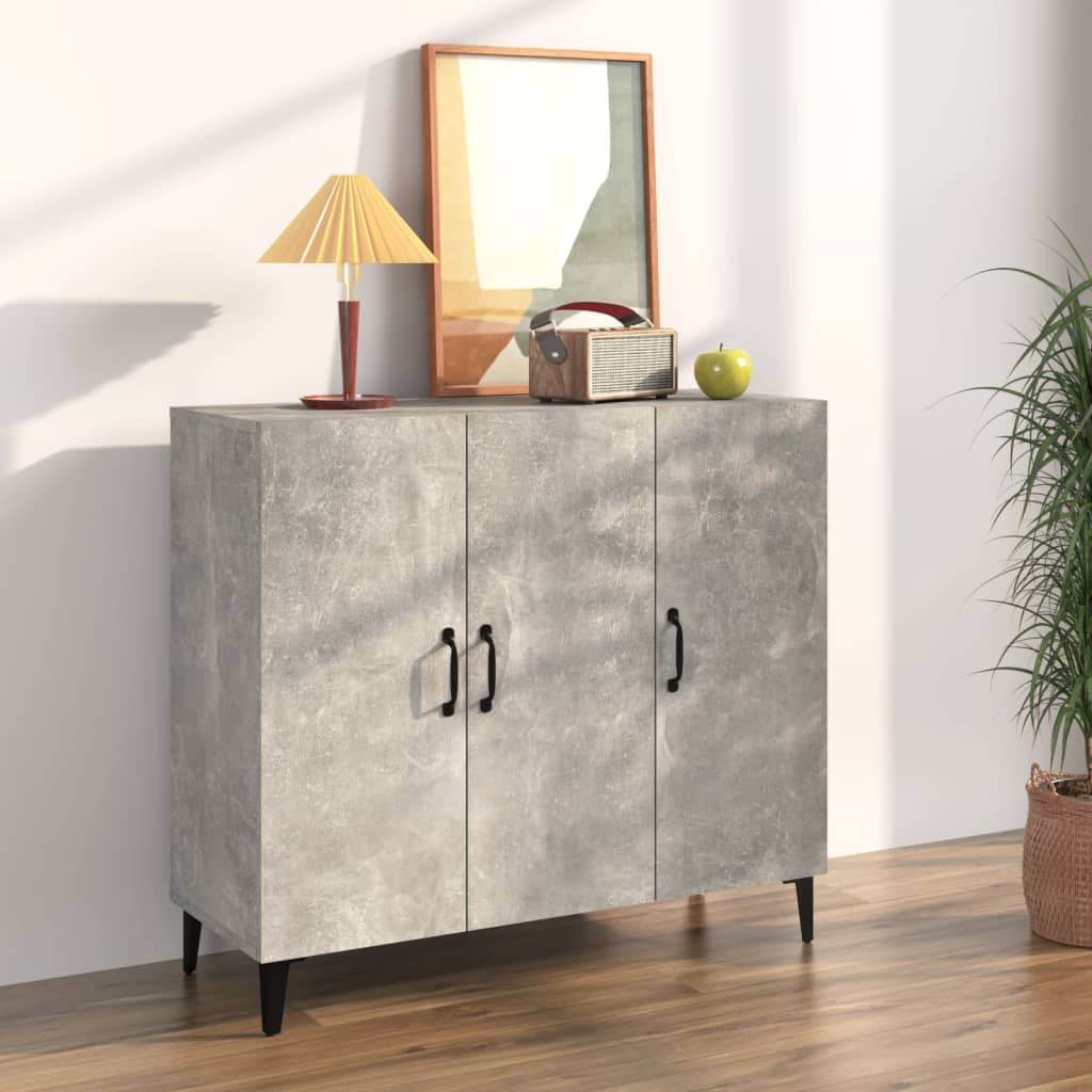 Dressoir 90x34x80 cm bewerkt hout betongrijs