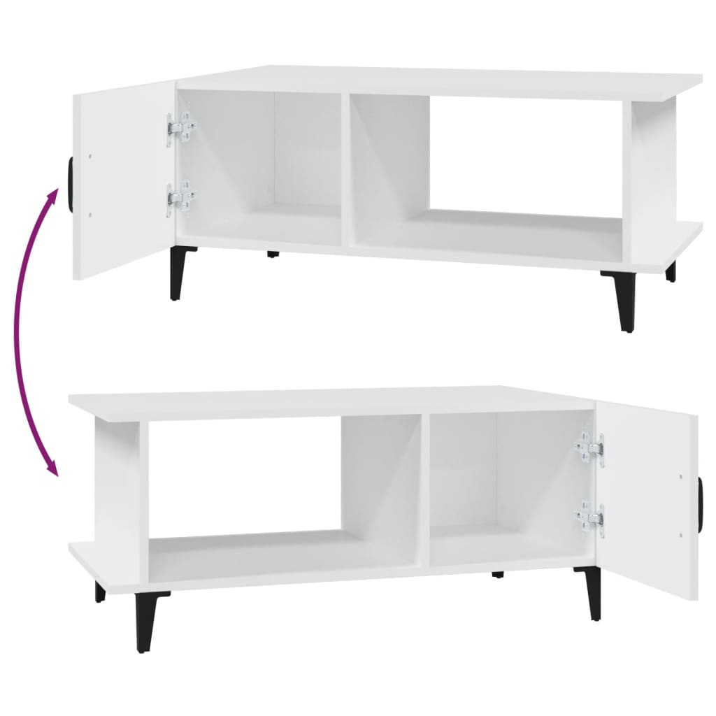 Salontafel 90x50x40 cm bewerkt hout wit – afbeelding 5