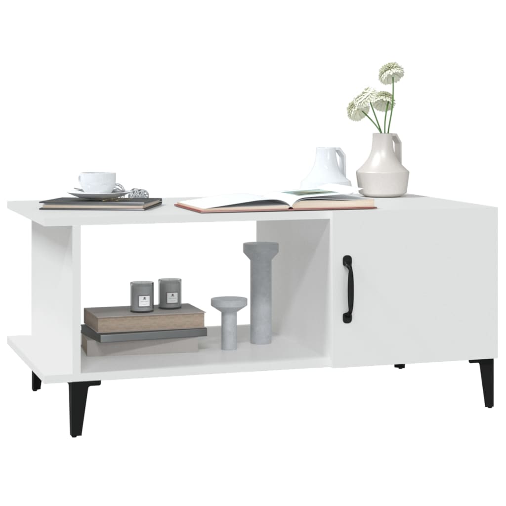 Salontafel 90x50x40 cm bewerkt hout wit – afbeelding 6