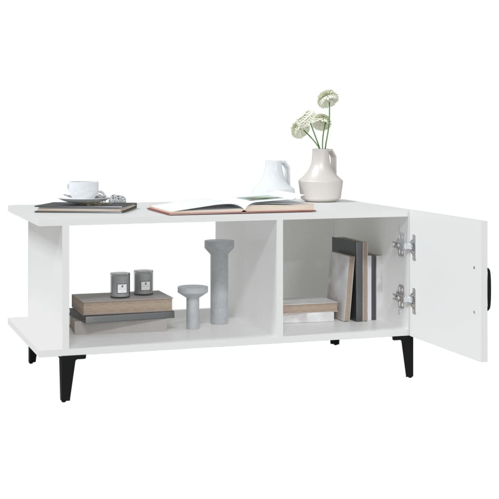 Salontafel 90x50x40 cm bewerkt hout wit – afbeelding 7