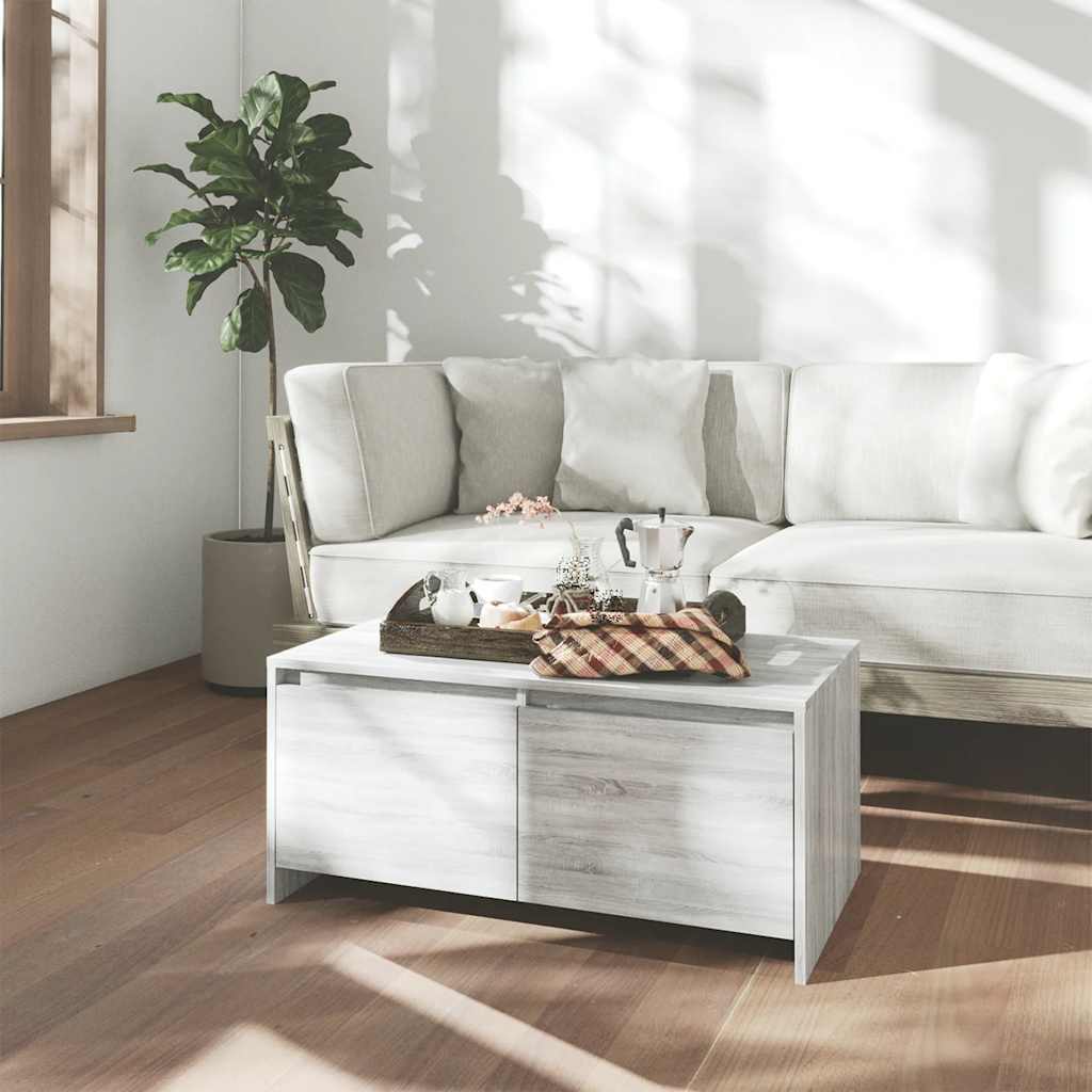 Salontafel 90x50x41,5 cm bewerkt hout grijs sonoma eikenkleurig