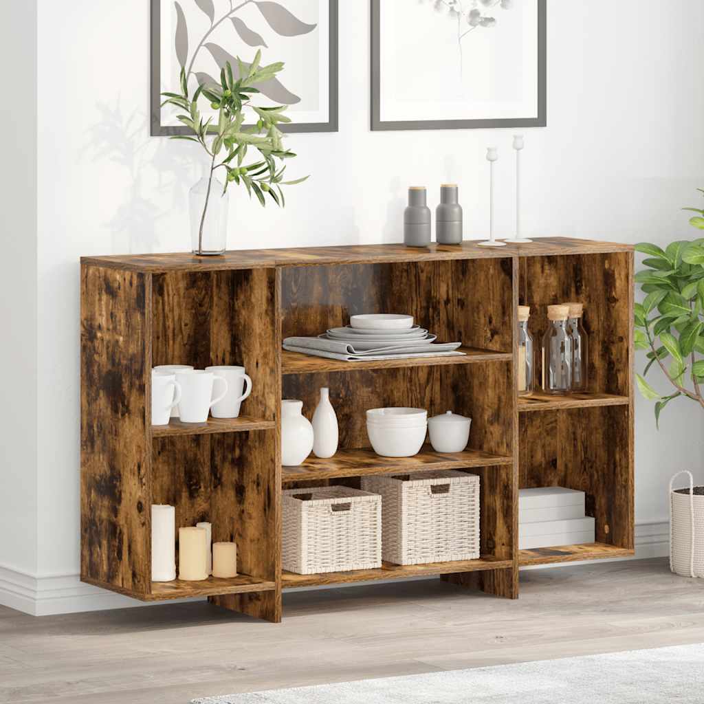 Dressoir 120x30x75 cm bewerkt hout gerookt eikenkleurig