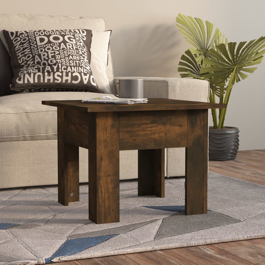 Salontafel 55x55x42 cm bewerkt hout gerookt eikenkleur – afbeelding 1