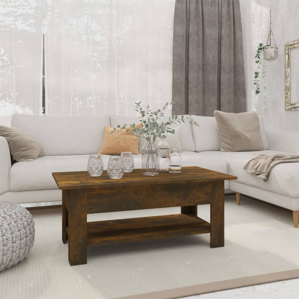 Salontafel 102x55x42 cm bewerkt hout gerookt eikenkleurig – afbeelding 1