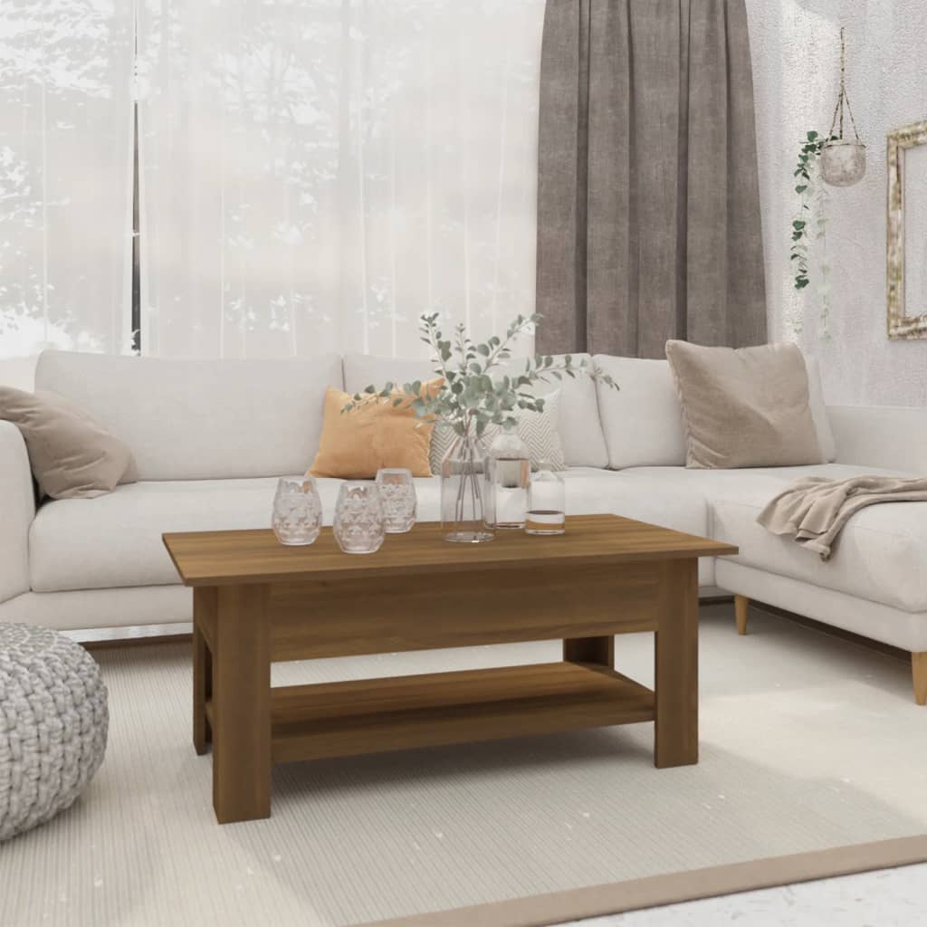 Salontafel 102x55x42 cm bewerkt hout bruin eikenkleur – afbeelding 1