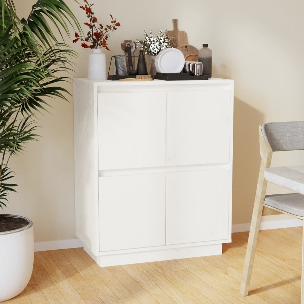 Dressoir 60x34x75 cm massief grenenhout wit