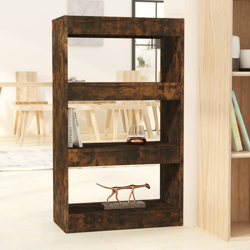 Boekenkast/kamerscherm 60x30x103 cm bewerkt hout gerookt eiken