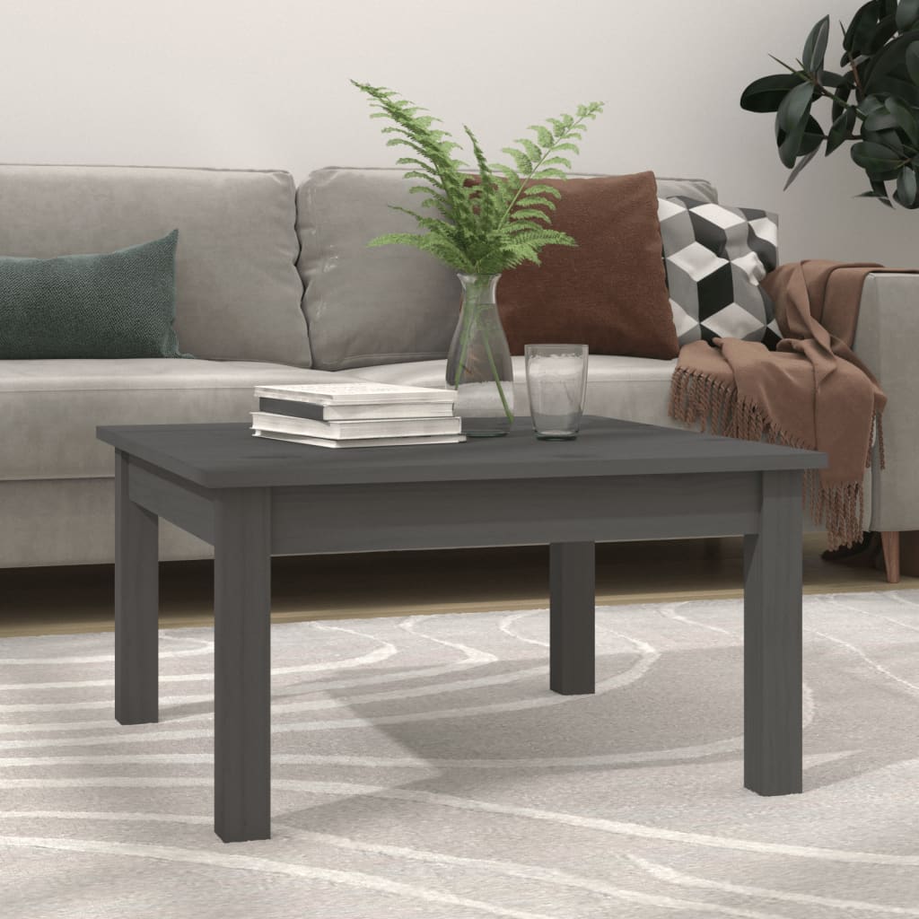 Salontafel 55x55x30 cm massief grenenhout grijs – afbeelding 1