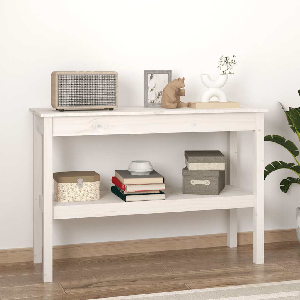Wandtafel 110x40x75 cm massief grenenhout wit – afbeelding 1