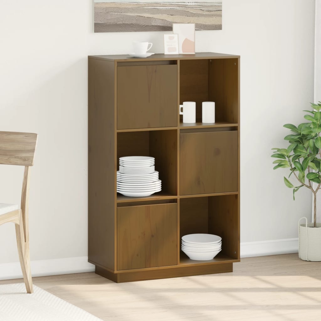 Hoge kast 74x35x117 cm massief grenenhout honingbruin