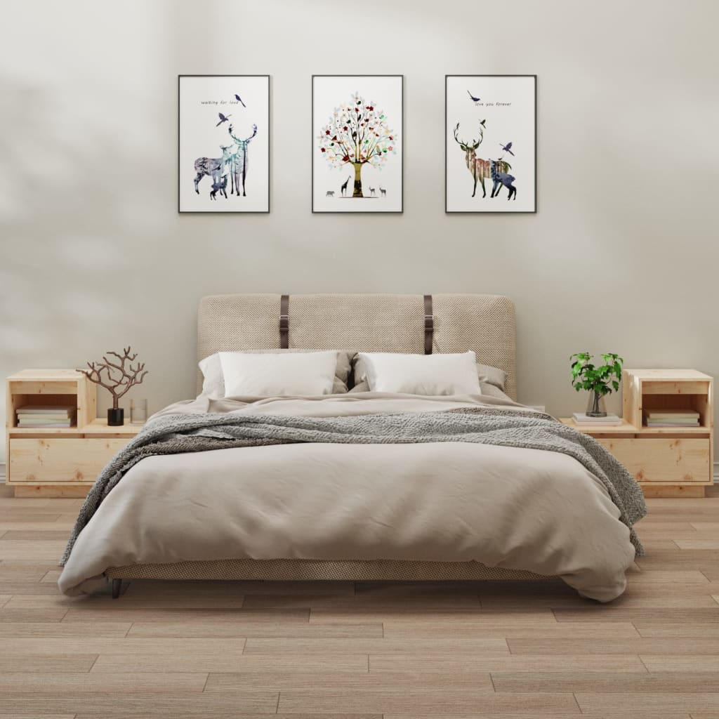 Nachtkastjes 2 st 60x34x51 cm massief grenenhout