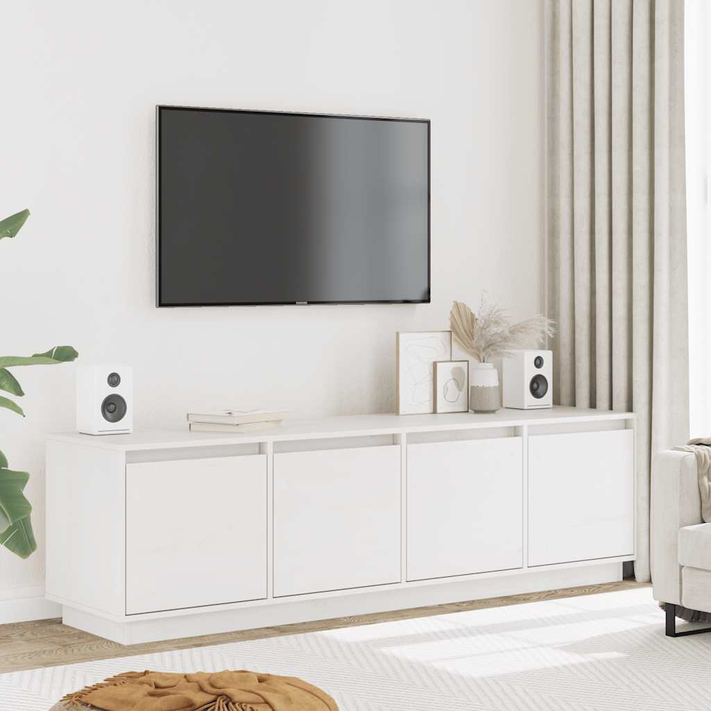 Tv-meubel 156x37x45 cm massief grenenhout wit