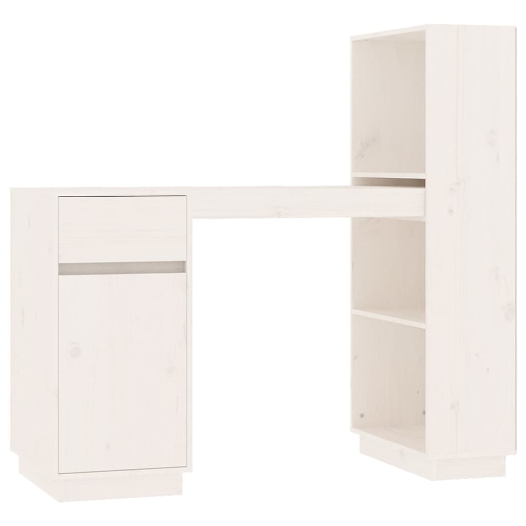 Bureau 110x53x117 cm massief grenenhout wit – afbeelding 2