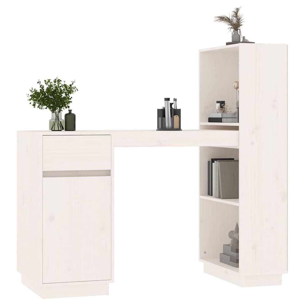 Bureau 110x53x117 cm massief grenenhout wit – afbeelding 4