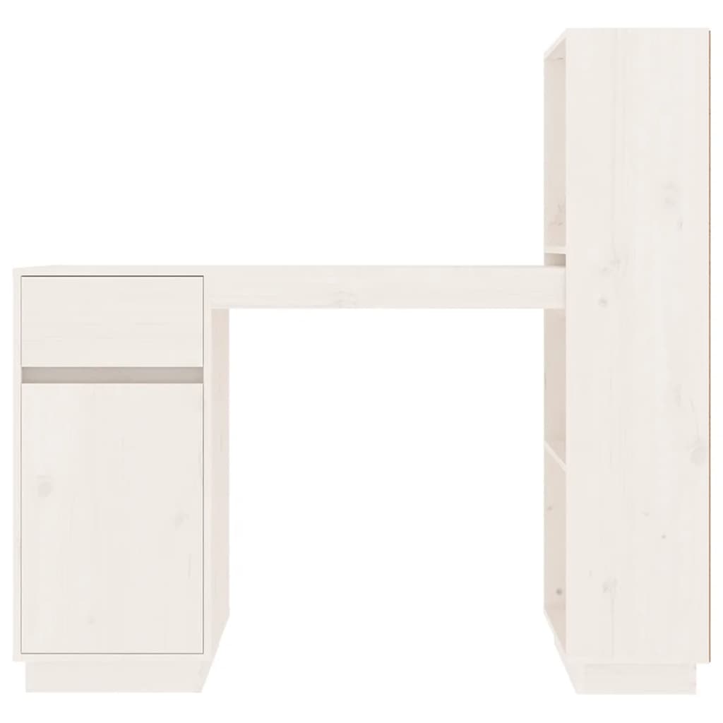 Bureau 110x53x117 cm massief grenenhout wit – afbeelding 6