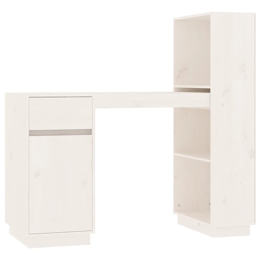 Bureau 110x53x117 cm massief grenenhout wit – afbeelding 7