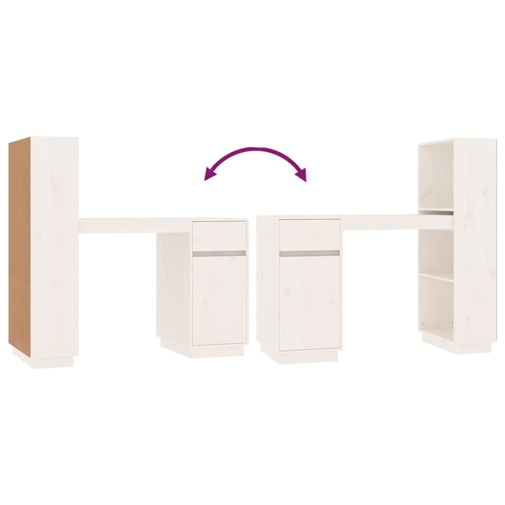 Bureau 110x53x117 cm massief grenenhout wit – afbeelding 9