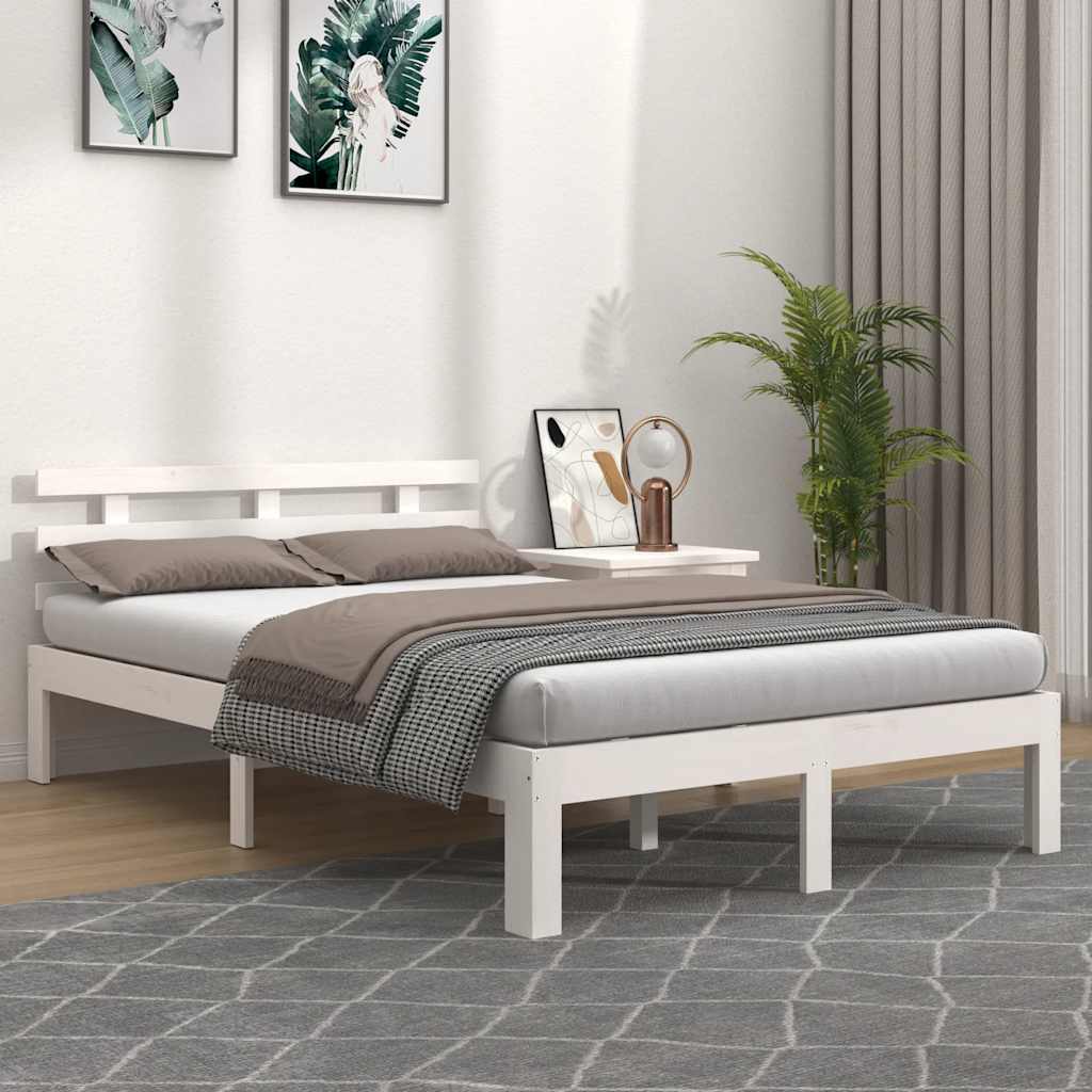 Bedframe massief hout wit 180x200 cm – afbeelding 1