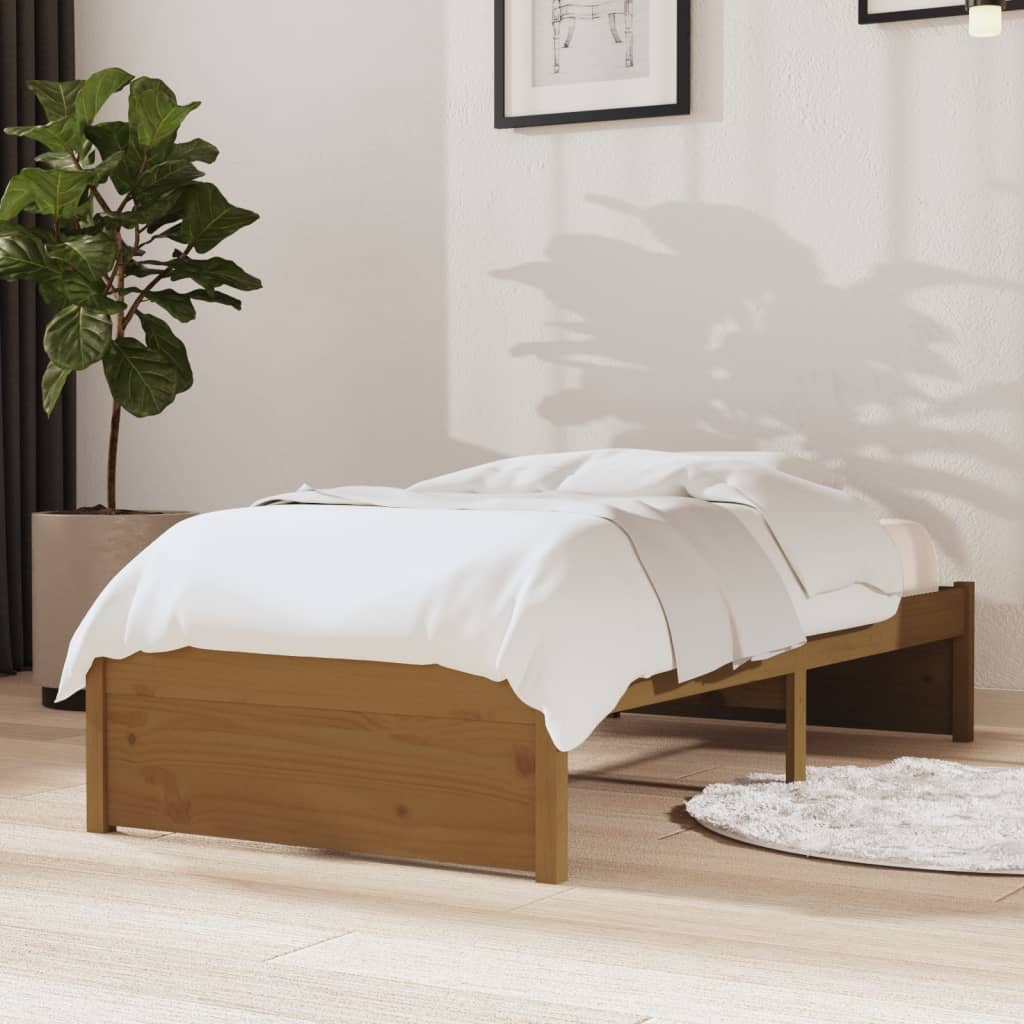 Bedframe massief hout honingbruin 75x190 cm