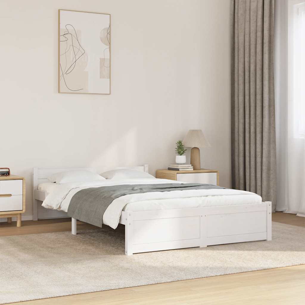 Bedframe massief hout wit 120x200 cm