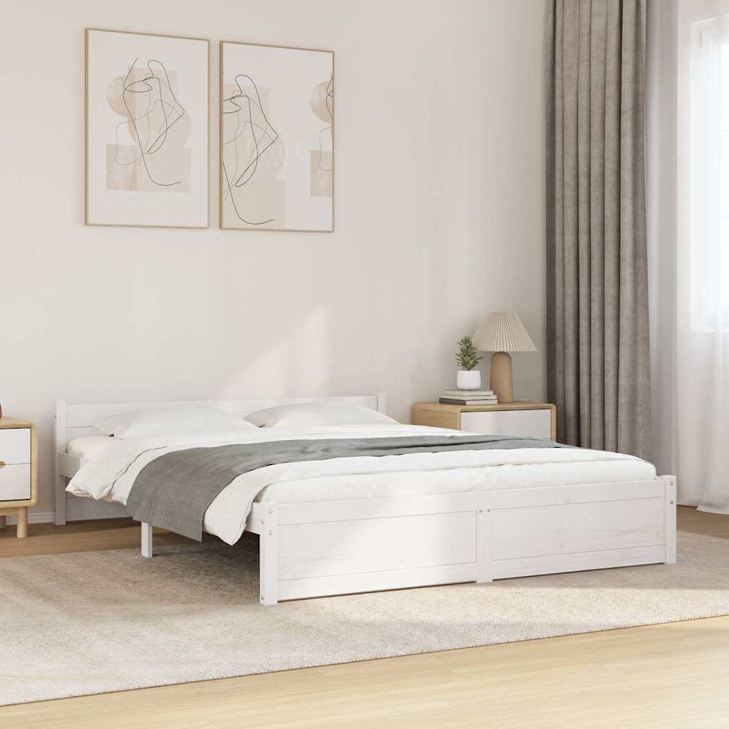 Bedframe massief hout wit 140x200 cm