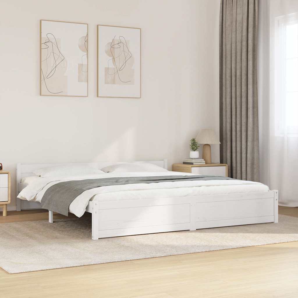 Bedframe massief hout wit 180x200 cm