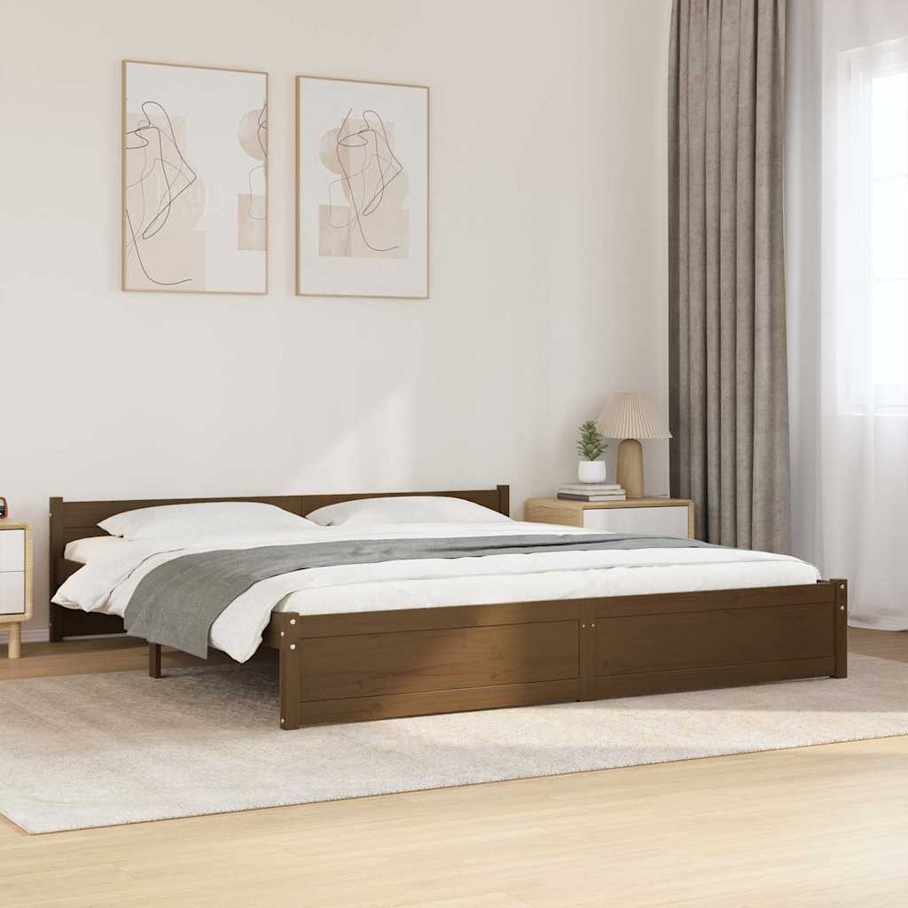 Bedframe massief hout honingbruin 200x200 cm