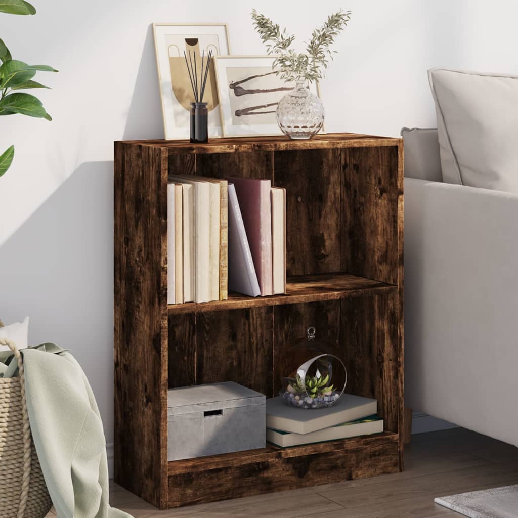 Boekenkast 60x24x76 cm bewerkt hout gerookt eikenkleurig